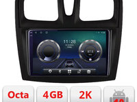Navigatie dedicata Dacia Sandero 2012-2020 var B Android Octa Core Ecran 2K QLED GPS 4G 4+32GB 360 kit-sandero-variantb+EDT-E409-2K