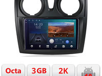 Navigatie dedicata Dacia Sandero Logan Lodgy 2012-2020 B-sandero Android Ecran 2K QLED octa core 3+32 carplay android auto kit-sandero+EDT-E309V3-2K