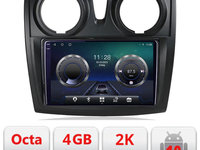 Navigatie dedicata Dacia Sandero Logan2012-2020 C-sandero Android Octa Core Ecran 2K QLED GPS 4G 4+32GB 360 kit-sandero+EDT-E409-2K