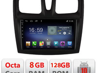 Navigatie dedicata Edonav Dacia Sandero 2012-2020 var B,Octacore,8Gb RAM,128Gb Hdd,4G,Qled,360,DSP,GPS,Carplay