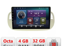 Navigatie dedicata Edonav Fiat 500 2007-2015 Android radio gps internet,QLED,Octacore,4 Gb RAM,32 Gb Hdd,360,4G,DSP,GPS,Bluetooth