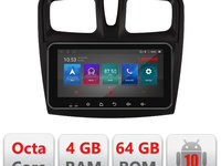 Navigatie dedicata Lenovo Dacia Sandero 2012-2020 var B Android radio gps internet 4+64, Ecran QLED 10.33", Octacore, 4Gb RAM, 64Gb Memorie, 4G, 360, DSP, Carplay,Bluetooth