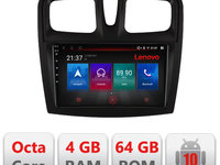 Navigatie dedicata Lenovo Dacia Sandero 2012-2020 var B , Octacore, 4Gb RAM, 64Gb Hdd, 4G, Qled, 360, DSP, Carplay,Bluetooth