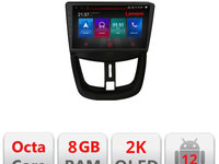 Navigatie dedicata Lenovo Peugeot 207 M-PE01 Octacore, 8 Gb RAM, 128 Gb Hdd, 4G, Qled 2K, DSP, Carplay AA, 360,Bluetooth