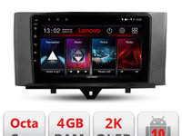 Navigatie dedicata Lenovo Smart Fortwo  2010-2015 L-Smart10, Octacore, 4Gb RAM, 64Gb Hdd, 4G, QLED 2K, DSP, Carplay, Bluetooth
