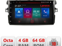 Navigatie dedicata Lenovo Toyota Corolla 2007-2013 E-063, Octacore, 4Gb RAM, 64Gb Hdd, 4G, Qled, 360, DSP, Carplay,Bluetooth