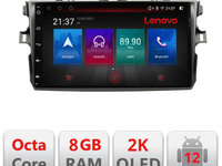 Navigatie dedicata Lenovo Toyota Corolla 2007-2013 M-063 Octacore, 8 Gb RAM, 128 Gb Hdd, 4G, Qled 2K, DSP, Carplay AA, 360,Bluetooth