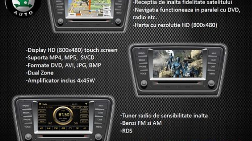 Navigatie Dedicata Skoda Octavia 3 Car Vision Dnb Gps Dvd Carkit Tv