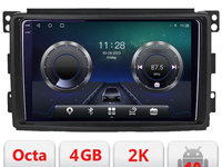 Navigatie dedicata Smart 2005-2010 C-SMART05 Android Octa Core Ecran 2K QLED GPS 4G 4+32GB 360 KIT-smart05+EDT-E409-2K