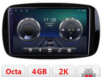 Navigatie dedicata Smart Fortwo  2015- C-Smart15 Android Octa Core Ecran 2K QLED GPS 4G 4+32GB 360 KIT-SMART15+EDT-E409-2K