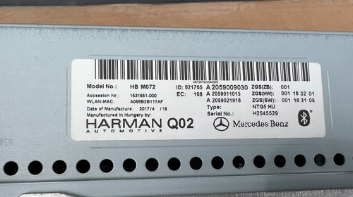 Navigatie Harman NTG5 cu display mare Mercedes GLC A2059002211 A2059009030 - 0 km