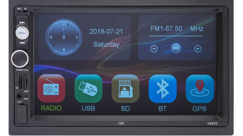 Navigatie multimedia PNI V8270 2 DIN cu GPS MP5, touch screen 7 inch, radio FM, Bluetooth, Mirror Link, AUX, USB, microSD PNI-V8270