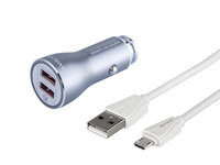 Încărcător 12/24v Qc3.0, 2x Usb Auto-id, Max 4,2a + Usb&gt; Cablu Micro Usb Maway 63006