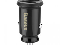 Încărcător Auto Baseus Grain Mini încărcător Auto 2x USB 3.1A Negru (CCALL-ML01)