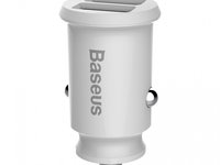 Încărcător Auto Baseus Grain Mini încărcător Universal Inteligent Pentru Mașină 2x USB 3.1A Alb (CCALL-ML02)