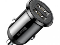 Încărcător Auto Baseus Grain Pro 2 x USB 4,8 A Negru CCALLP-01