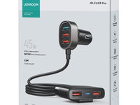 Încărcător Rapid Pentru MașInă Joyroom Cu Cablu Prelungitor 45W 5xUSB-A Negru JR-CL03 PRO