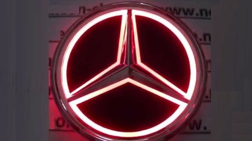 NOU! Emblema LED Mercedes Benz 5D Red 8.7x8.7cm . tuning auto