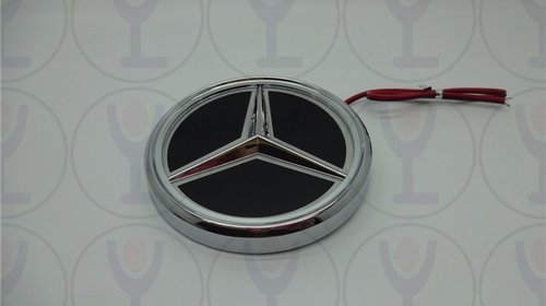 NOU! Emblema LED Mercedes Benz 5D Red 8.7x8.7cm . tuning auto