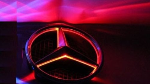 NOU! Emblema LED Mercedes Benz 5D Red 8.7x8.7cm . tuning auto