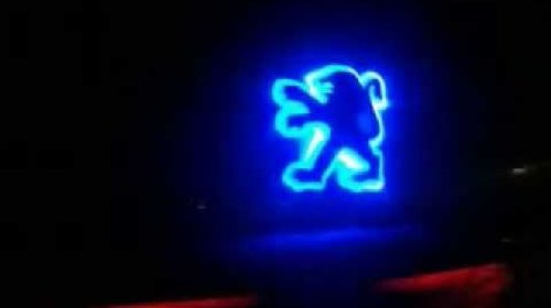 NOU! Emblema LED Peugeot 7.97 X 7.51cm tuning auto piese albastru