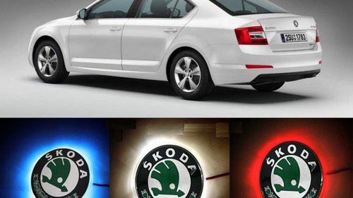 NOU! Emblema LED Skoda 82-88mm tuning auto pi