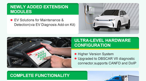 Noul tester Auto profesional Launch X431 V+ 4/64gb NOUL Dbscar7 Wifi Tableta Toughbook 10.1'', DOIP, Haynes