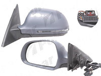 Oglinda exterioara Audi A4/S4 (B8), 11.2007-2009 Sedan, A4/S4 (B8), 2008-10.2011 Combi , Stanga, reglare electrica, grunduit, incalzita, geam asferic, pliere electrica, memorie, 14 pini, cu semnalizare