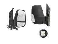 Oglinda exterioara Ford Transit/Tourneo, 01.2014-, Dreapta, reglare electrica, texturat, incalzita, scurt, geam convex, cromat, pliere electrica, 8 pini, semnalizare alba, View Max