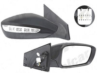 Oglinda exterioara Hyundai Sonata (Yf), 09.2009-05.2014, Dreapta, reglare electrica, carcasa neagra, incalzita, geam convex, cromat, pliere electrica, cu semnalizare