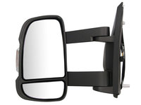 Oglinda usa exterioara Citroen Jumper (250), 09.2006-08.2014, Jumper, 06.2014-, partea Stanga, reglare electrica, carcasa neagra, incalzit, sticla convexa, geam cromat, 8 pini, cu semnalizator alb, brat 25cm, Aftermarket