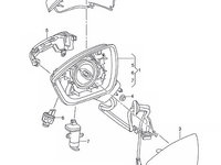 Oglinda usa exterioara Seat Ateca, 07.2016-, partea Stanga, reglare electrica, grunduit, incalzit, sticla convexa, geam cromat, rabatabil, 16 gauri / 9 pini, cu Lucas, cu functie de unghi mort, cu lampa perimetru, View Max