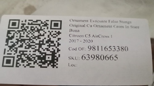 Ornament Evacuare Falsa Stanga Original Cu Ornament Crom In Stare Buna Citroen C5 AirCross 1 2017 2018 2019 2020 9811653380