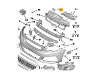 Ornament fixare superioara panou Fata Peugeot 308, 10.2017-, Fata, partea centrala, superior, Aftermarket