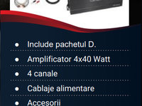 Pachet 2 Difuzoare Audio System MX 165 EVO +2 MXC 165 EVO +Amplificator 4X60Watt RMS si accesorii instalare