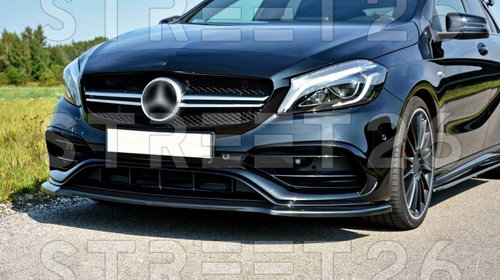 Pachet Aero Complet Compatibil Cu Mercedes A-Class W176 Facelift Sport Line (2015-2018) Negru Lucios