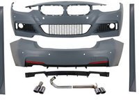 Pachet Exterior cu Difuzor si Tobe Sistem Evacuare Dubla compatibil cu BMW Seria 3 F30 (2011-2019) M-Performance Design