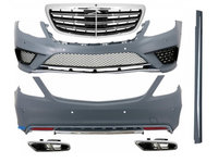 Pachet Exterior cu Ornamente tobe Crom si Grila compatibil cu Mercedes S-Class W222 (2013-06.2017) S63 Design