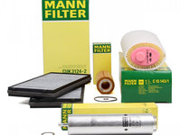 Pachet Revizie Filtru Aer + Polen + Ulei + Combustibil Mann Filter Bmw Seria 7 E65, E66, E67 2001-2009 730d 730Ld 204/211/218/231PS C15143/1+CUK3124-2+HU721/4X+WK5002X