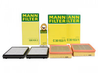 Pachet Revizie Filtru Aer + Polen + Ulei + Combustibil Mann Filter Bmw Seria 7 E65, E66, E67 2001-2009 745d 300 / 329 PS 2XC30153/1+CUK3124-2+HU722X