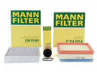 Pachet Revizie Filtru Aer + Polen + Ulei Mann Filter Bmw Seria 4 F32, F82 2013→ 418d 420d 425d C24024+CUK25001+HU6004X