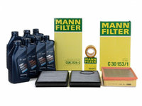 Pachet Revizie Filtru Aer + Polen + Ulei Mann Filter + Ulei Motor Bmw Twin Power Turbo 5W-30 7L Bmw Seria 7