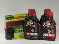 Pachet schimb ulei MOTUL 8100 Eco-Lite 0W20, Toyota Yaris 3 Hybrid, 1.5i, 73-100CP, 2012-prezent