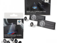 Pachet Set Holograme Logo Usi Oe Bmw Seria 1 F20 2011-2019 M 68MM 63312468386 + Set 6 Buc Slideuri Pentru Proiectoare Holograme Logo Usi Led Oe Bmw M-Performance 63312469631