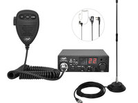 Pachet statie radio CB PNI ESCORT HP 8001L ASQ 4W 12V, 40 canale + Antena CB PNI Extra 40 cu magnet inclus, lungime 45 cm, 30W PNI-PACK73