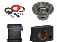 Pachet Subwoofer auto Audiosystem ASY-10 500W + Amplificator Apocalypse AAP 550.1D + Kit de cabluri complet