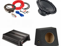 Pachet Subwoofer auto Hertz Cento CS 300W + Amplificator Hertz D Power 1 + Kit de cabluri complet