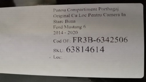 Panou Compartiment Portbagaj Original Cu Loc Pentru Camera In Stare Buna Ford Mustang 6 2014 2015 2016 2017 2018 2019 2020 FR3B-6342506