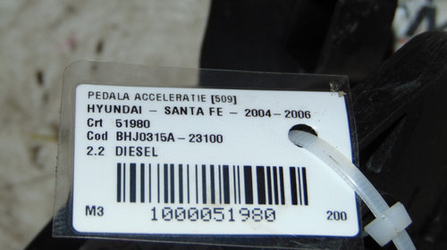 Pedala acceleratie Hyundai Santa Fe din 2005, motor 2.2 Diesel . Cod piesa: BHJ0315A-2B100