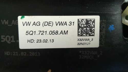 Pedala frana VW Golf 7 1.6 TDI 77kw motor CLH cod 5Q1721058AM 2013 2014 2015 2016 2017
